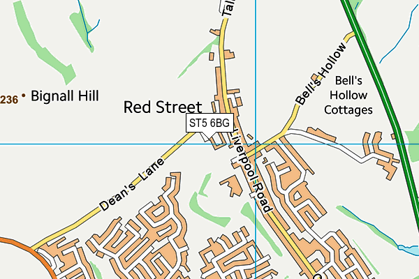 ST5 6BG map - OS VectorMap District (Ordnance Survey)