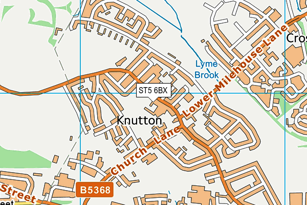 Knutton 3g Pitch (Closed) map (ST5 6BX) - OS VectorMap District (Ordnance Survey)