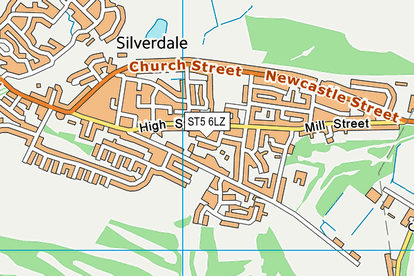 ST5 6LZ map - OS VectorMap District (Ordnance Survey)