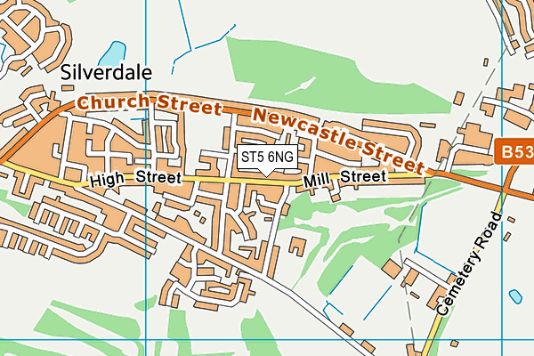 ST5 6NG map - OS VectorMap District (Ordnance Survey)