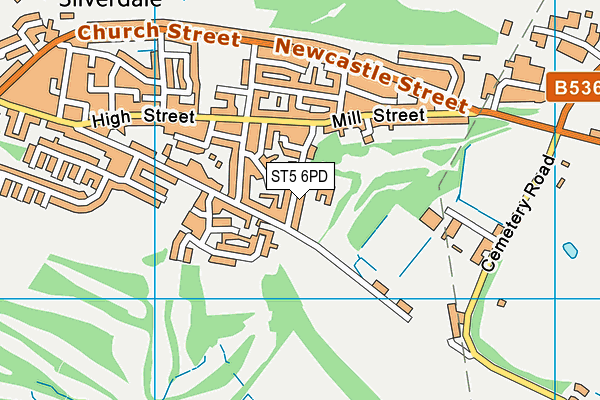 ST5 6PD map - OS VectorMap District (Ordnance Survey)