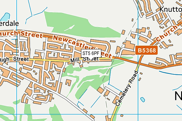 ST5 6PF map - OS VectorMap District (Ordnance Survey)