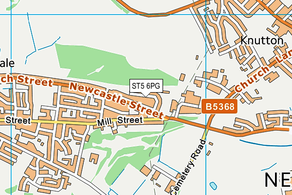 ST5 6PG map - OS VectorMap District (Ordnance Survey)