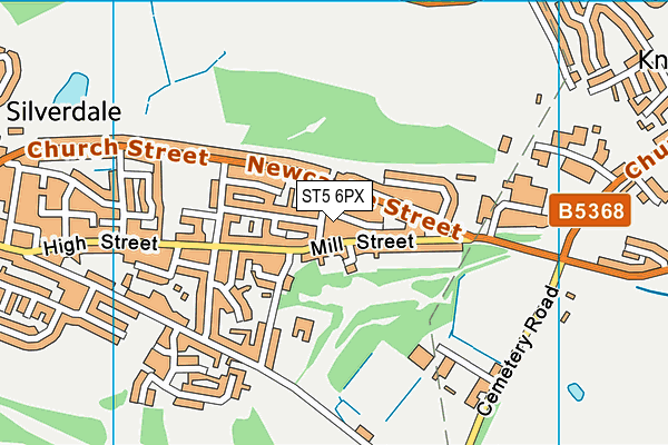 ST5 6PX map - OS VectorMap District (Ordnance Survey)