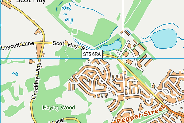 ST5 6RA map - OS VectorMap District (Ordnance Survey)