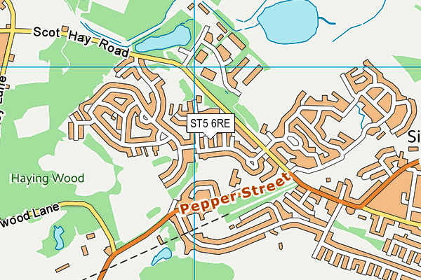 ST5 6RE map - OS VectorMap District (Ordnance Survey)