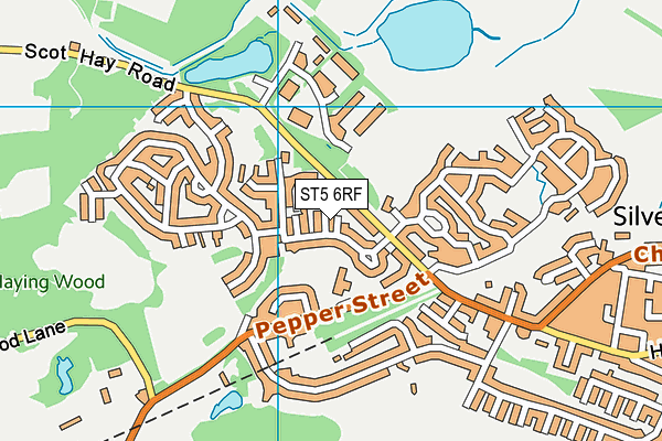 ST5 6RF map - OS VectorMap District (Ordnance Survey)