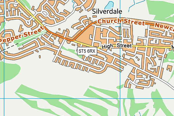 ST5 6RX map - OS VectorMap District (Ordnance Survey)