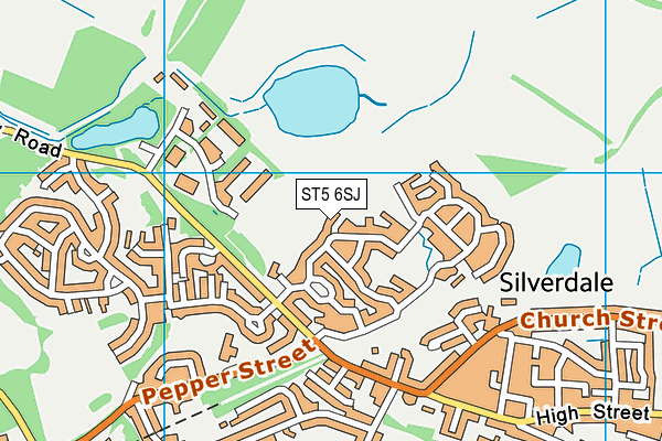 ST5 6SJ map - OS VectorMap District (Ordnance Survey)