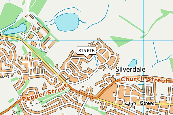 ST5 6TB map - OS VectorMap District (Ordnance Survey)