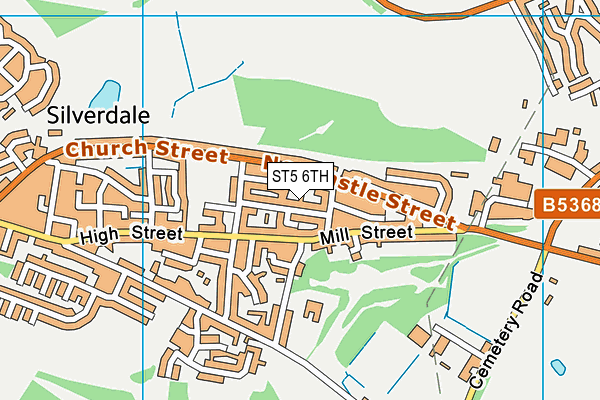 ST5 6TH map - OS VectorMap District (Ordnance Survey)