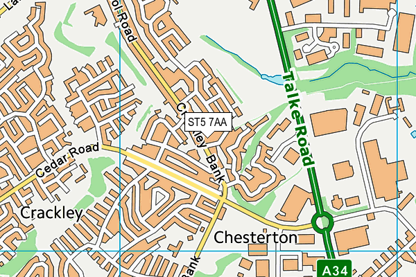 ST5 7AA map - OS VectorMap District (Ordnance Survey)