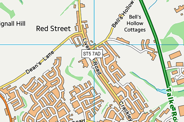 ST5 7AD map - OS VectorMap District (Ordnance Survey)