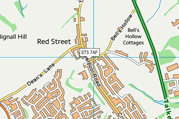 ST5 7AF map - OS VectorMap District (Ordnance Survey)