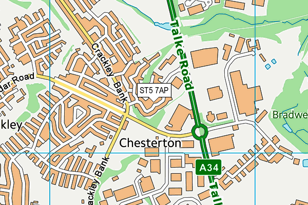 ST5 7AP map - OS VectorMap District (Ordnance Survey)