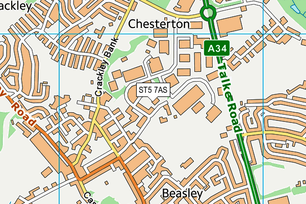 ST5 7AS map - OS VectorMap District (Ordnance Survey)