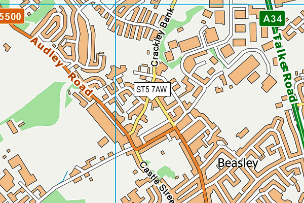 ST5 7AW map - OS VectorMap District (Ordnance Survey)