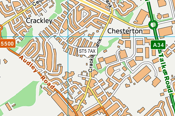 ST5 7AX map - OS VectorMap District (Ordnance Survey)