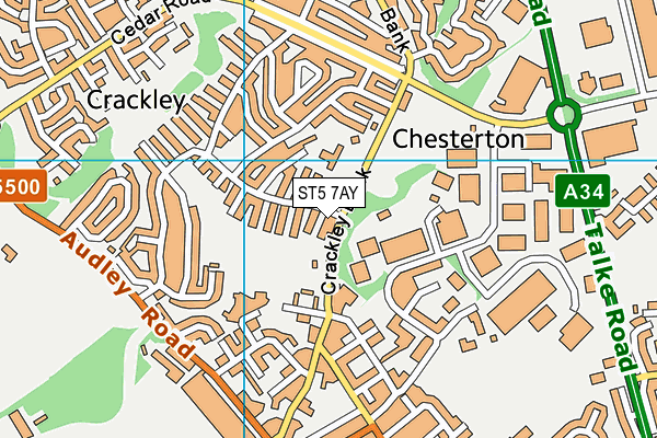 ST5 7AY map - OS VectorMap District (Ordnance Survey)