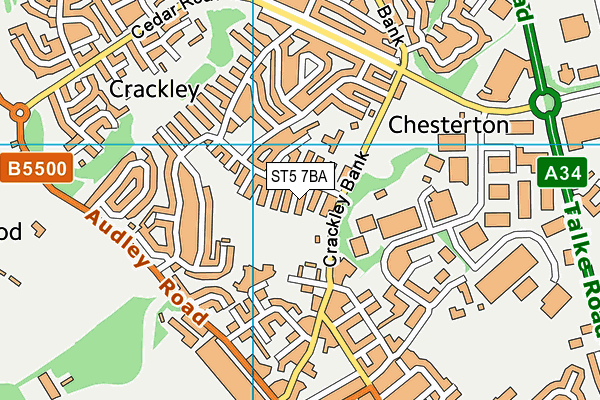 ST5 7BA map - OS VectorMap District (Ordnance Survey)