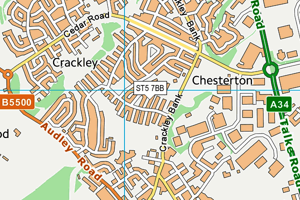 ST5 7BB map - OS VectorMap District (Ordnance Survey)