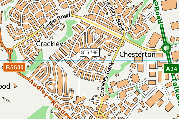 Crackley Bank Primary School map (ST5 7BE) - OS VectorMap District (Ordnance Survey)