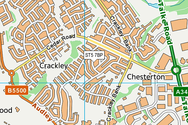 ST5 7BP map - OS VectorMap District (Ordnance Survey)