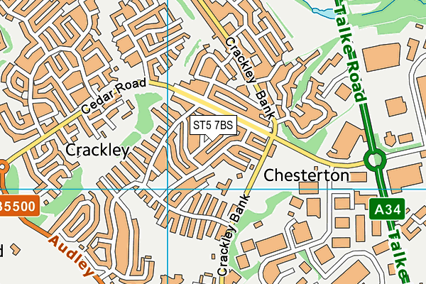 ST5 7BS map - OS VectorMap District (Ordnance Survey)