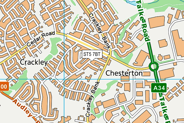ST5 7BT map - OS VectorMap District (Ordnance Survey)