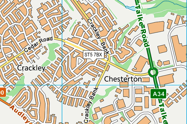 ST5 7BX map - OS VectorMap District (Ordnance Survey)