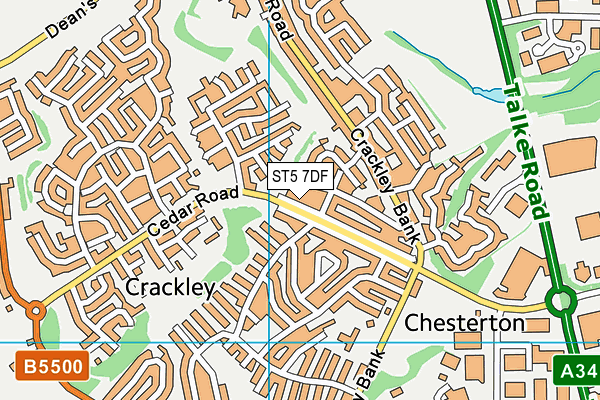 ST5 7DF map - OS VectorMap District (Ordnance Survey)