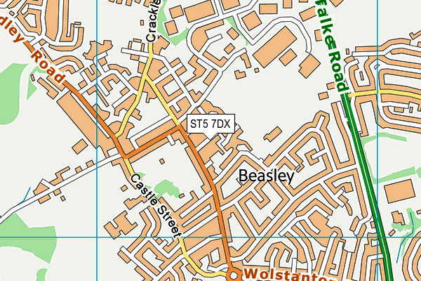 ST5 7DX map - OS VectorMap District (Ordnance Survey)