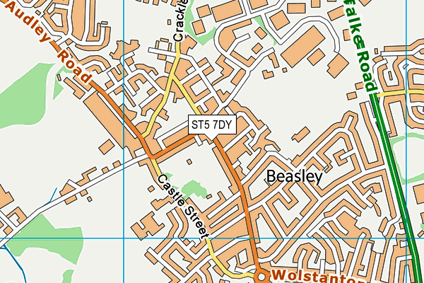ST5 7DY map - OS VectorMap District (Ordnance Survey)