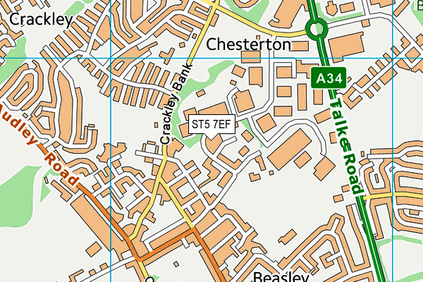 ST5 7EF map - OS VectorMap District (Ordnance Survey)