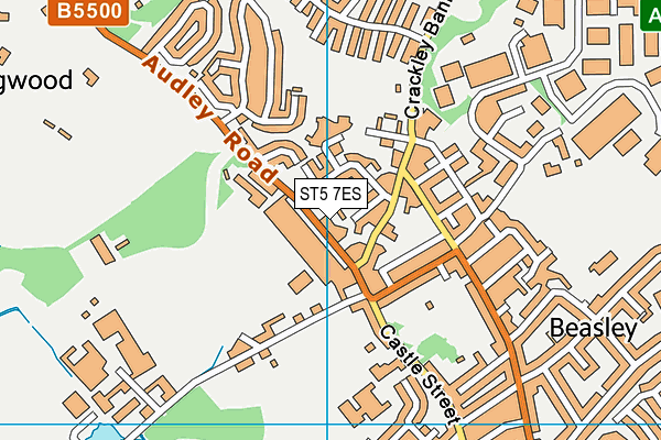ST5 7ES map - OS VectorMap District (Ordnance Survey)