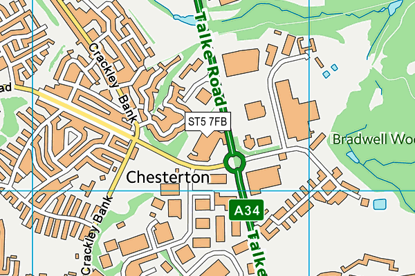 ST5 7FB map - OS VectorMap District (Ordnance Survey)