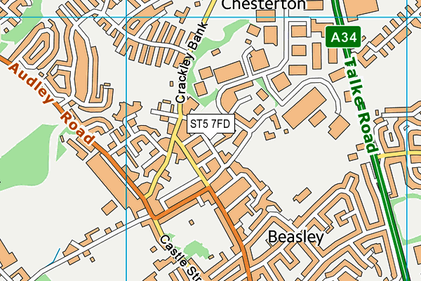 ST5 7FD map - OS VectorMap District (Ordnance Survey)