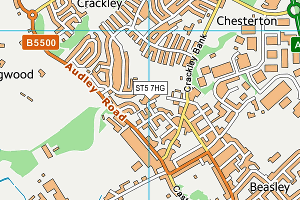 ST5 7HG map - OS VectorMap District (Ordnance Survey)