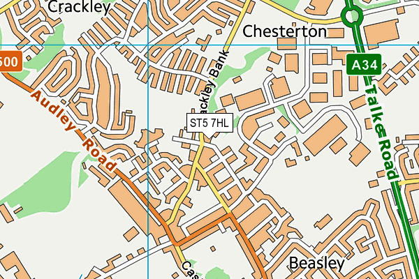 Crackley Bank Playing Field map (ST5 7HL) - OS VectorMap District (Ordnance Survey)