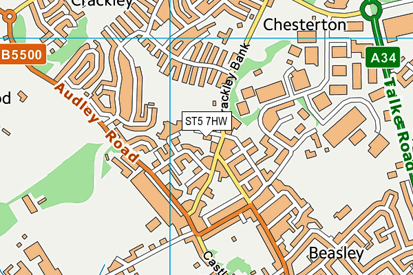 ST5 7HW map - OS VectorMap District (Ordnance Survey)