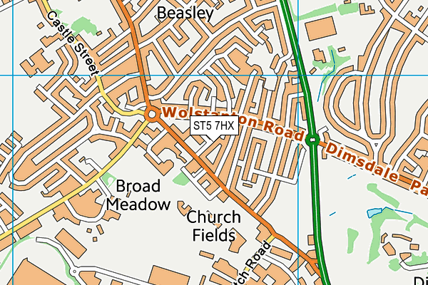 ST5 7HX map - OS VectorMap District (Ordnance Survey)