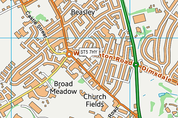 Churchfields Primary School map (ST5 7HY) - OS VectorMap District (Ordnance Survey)