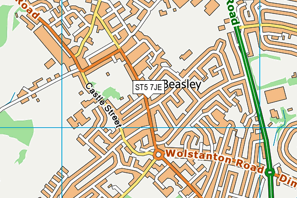 ST5 7JE map - OS VectorMap District (Ordnance Survey)