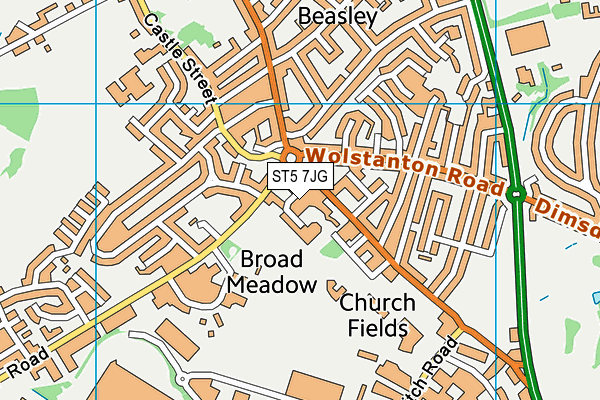 ST5 7JG map - OS VectorMap District (Ordnance Survey)