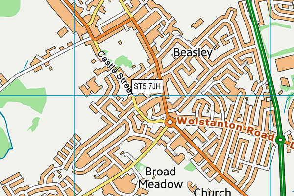 ST5 7JH map - OS VectorMap District (Ordnance Survey)