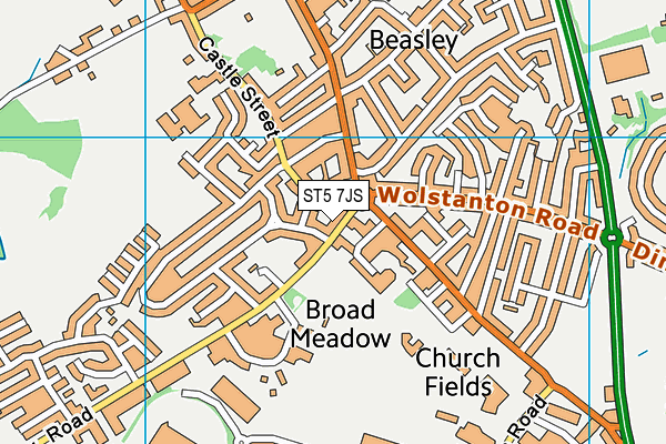 ST5 7JS map - OS VectorMap District (Ordnance Survey)