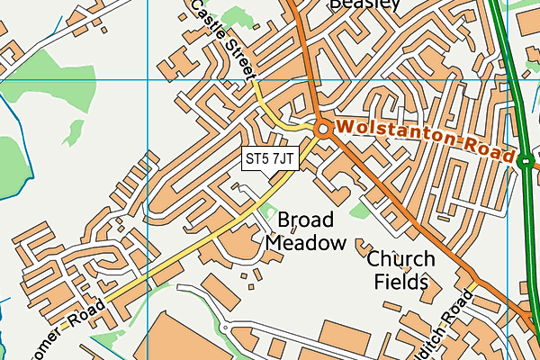 ST5 7JT map - OS VectorMap District (Ordnance Survey)