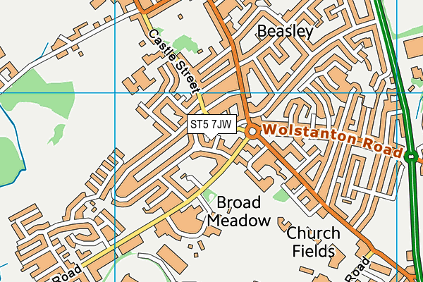 ST5 7JW map - OS VectorMap District (Ordnance Survey)