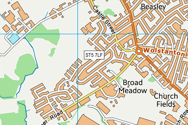 ST5 7LF map - OS VectorMap District (Ordnance Survey)