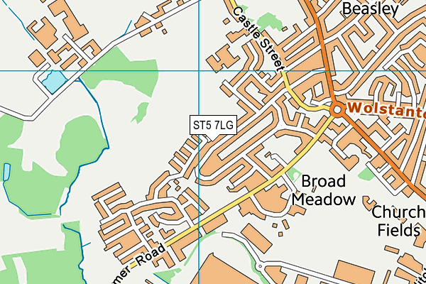 ST5 7LG map - OS VectorMap District (Ordnance Survey)